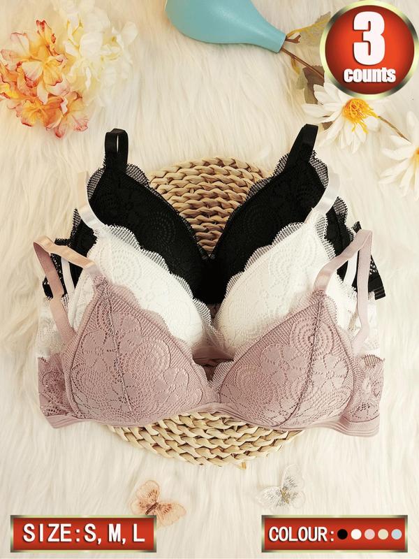 Women's Contrast Lace Wireless Lingerie, Soft Comfortable Adjustable Strap  Push Up Bra, Adjustable Strap Lingerie for All Seasons