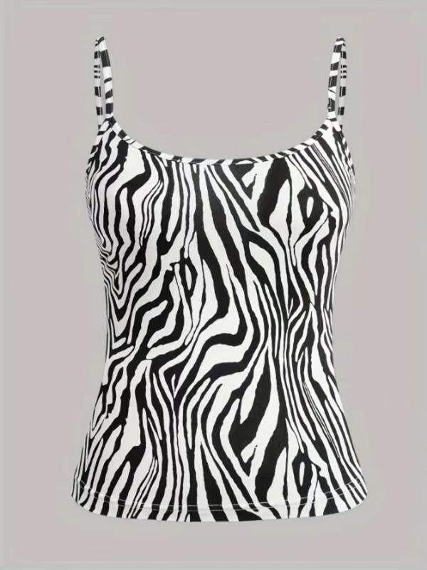 Women's Plain All Over Print Cami Top, Casual Sleeveless Spaghetti Strap Top for Summer, Ladies Clothes for Daily Wear