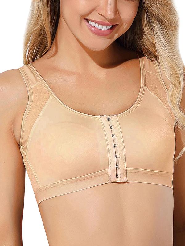 Women's Solid Front Buckle Wireless  Bra, Breathable Comfortable Push Up Bra, Lingerie for Women