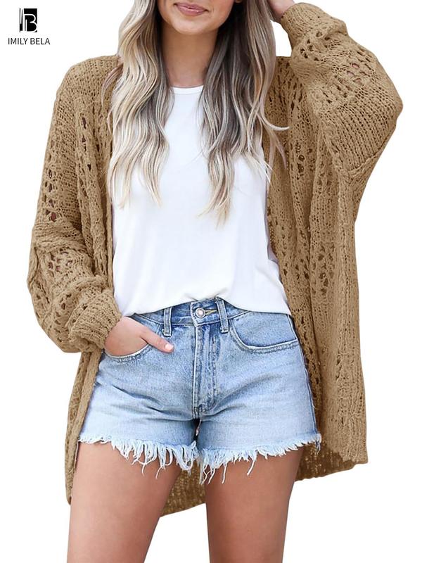 Women's Hollow Out Open Front Longsleeves Cardigan Sweater, Summer Cardigan for Women, Lady Casual Comfort Long Sleeve Knit Cardigans, Fashion Outerwear, Cardigan for Women, Fall Clothes, Ladies Knitwear Clothes, Halloween, Halloween Costume