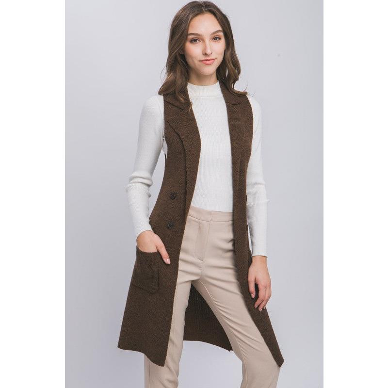 Ida Sleeveless Long Cardigan Vest Coat