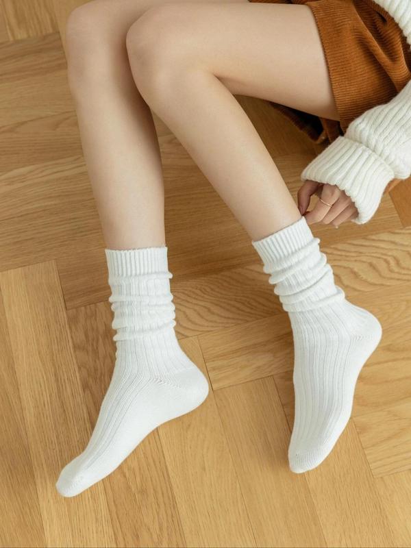 Women's 1 Pair Solid Crew Socks, Casual Soft Comfy Breathable Sports Socks For All Seasons Daily Wear, Ladies Underwear