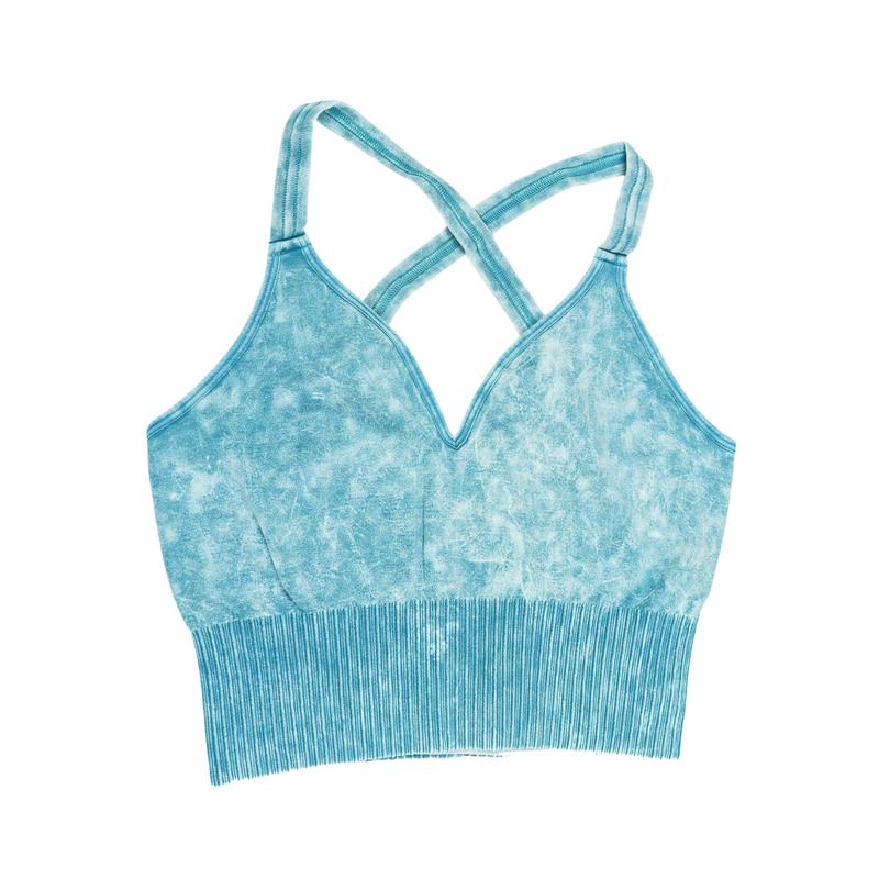 Washed Crisscross Strap Acid Wash Bralette