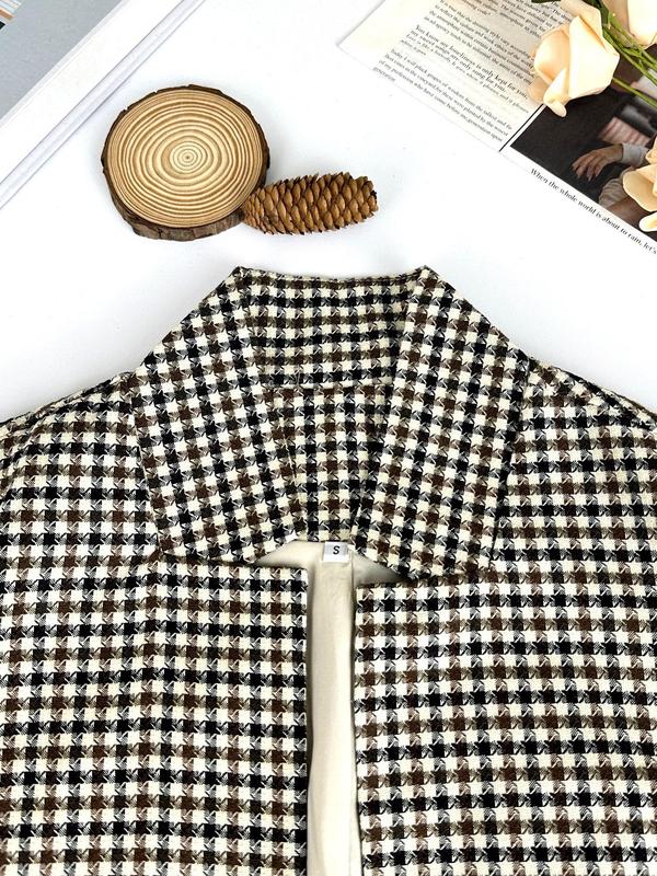 Women's Plaid Print Long Sleeve Coat, Casual Elegant Open Front Outerwear for Spring & Fall, Ladies Clothes for Daily Wear