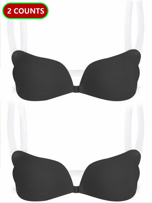 Women's Solid Color Wing Shape Strapless Push Up Bra, Breathable Invisible Bra, Women's Lingerie Accessories for Wedding Bridal Party