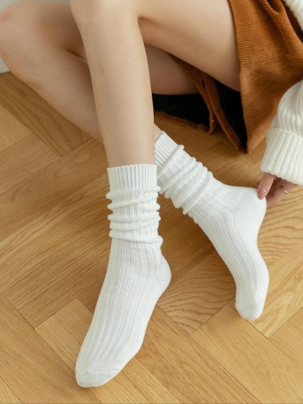 Women's 1 Pair Solid Crew Socks, Casual Soft Comfy Breathable Sports Socks For All Seasons Daily Wear, Ladies Underwear