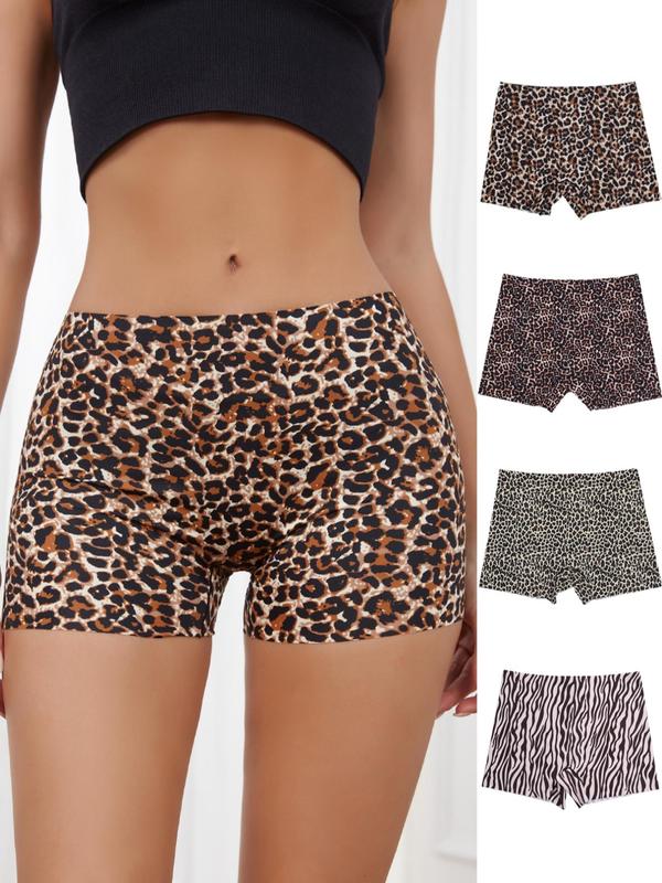 Women's Leopard Print High Waist Boyshort Panty, Casual Comfortable Breathable Zebra Striped Print Seamless Knicker for Daily Wear, Underwear for Women, Ladies Underwear for Summer