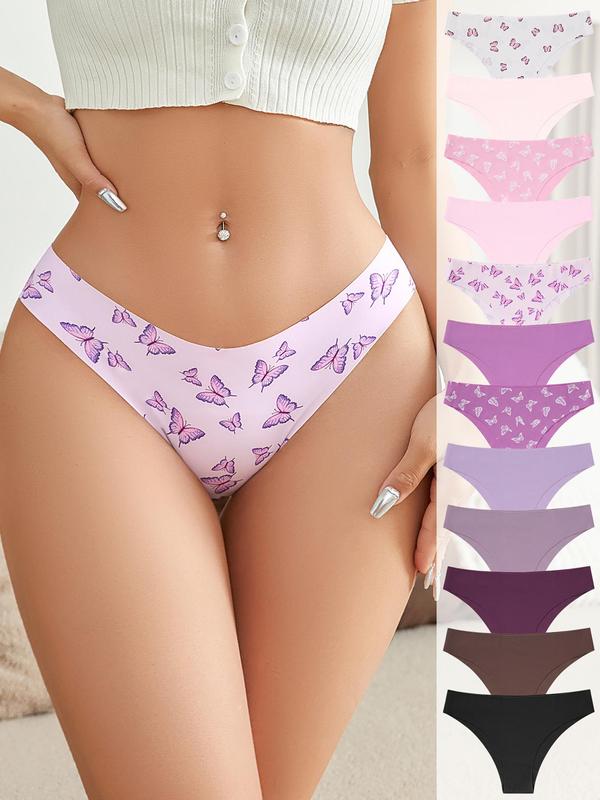 Women's Butterfly   Plain Print Panty, Soft Comfy Breathable Seamless Panty for Daily Wear, Underwear for All Seasons