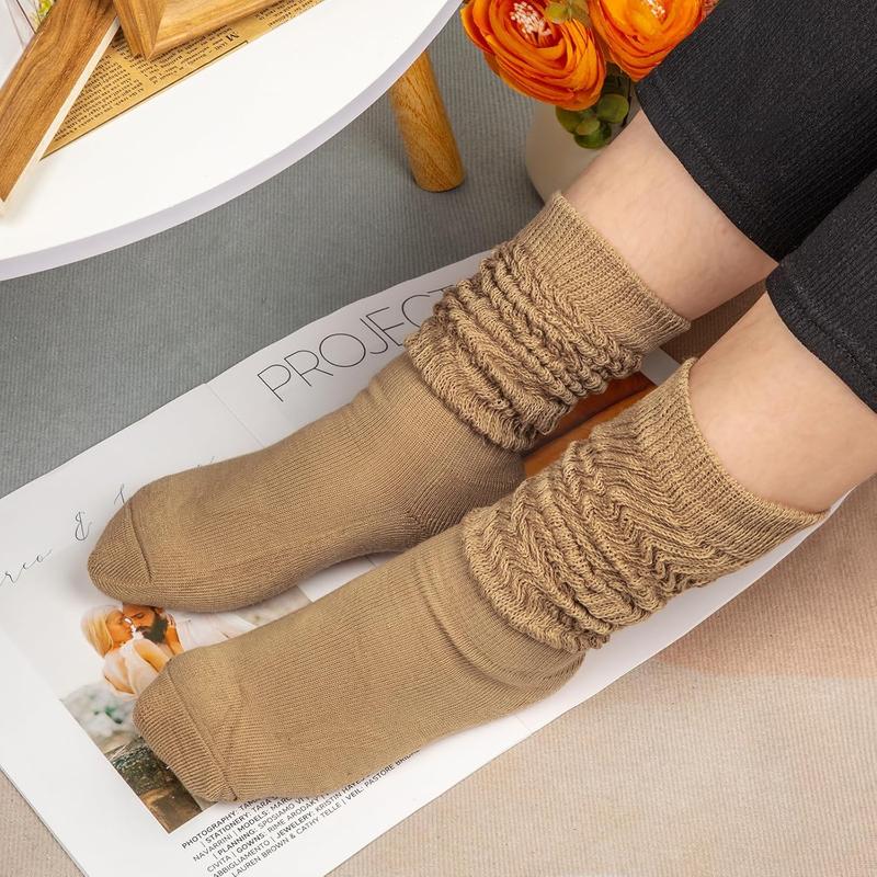 4 Pairs Women Slouch Socks Soft Knee High Scrunch Slouchy Socks Knit Tube Extra Long Socks for Women