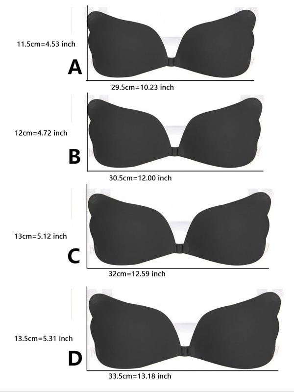 Women's Solid Color Wing Shape Strapless Push Up Bra, Breathable Invisible Bra, Women's Lingerie Accessories for Wedding Bridal Party