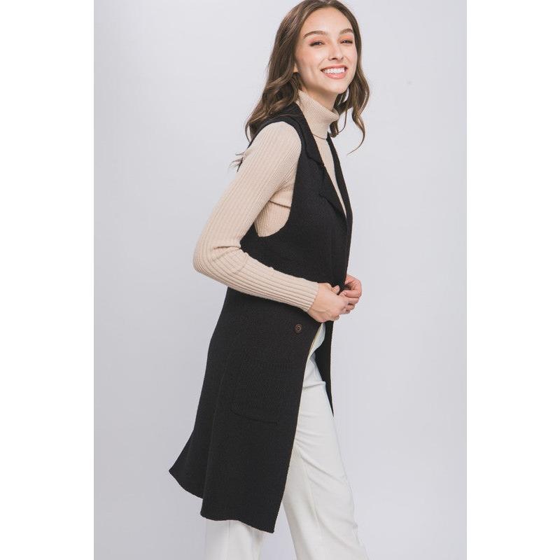 Ida Sleeveless Long Cardigan Vest Coat