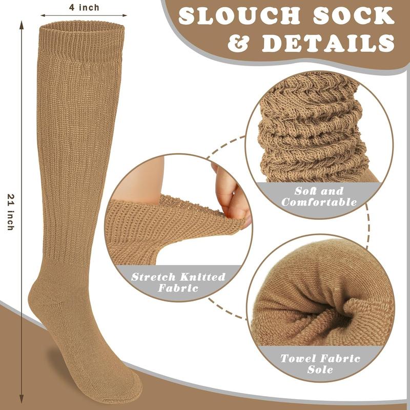 4 Pairs Women Slouch Socks Soft Knee High Scrunch Slouchy Socks Knit Tube Extra Long Socks for Women