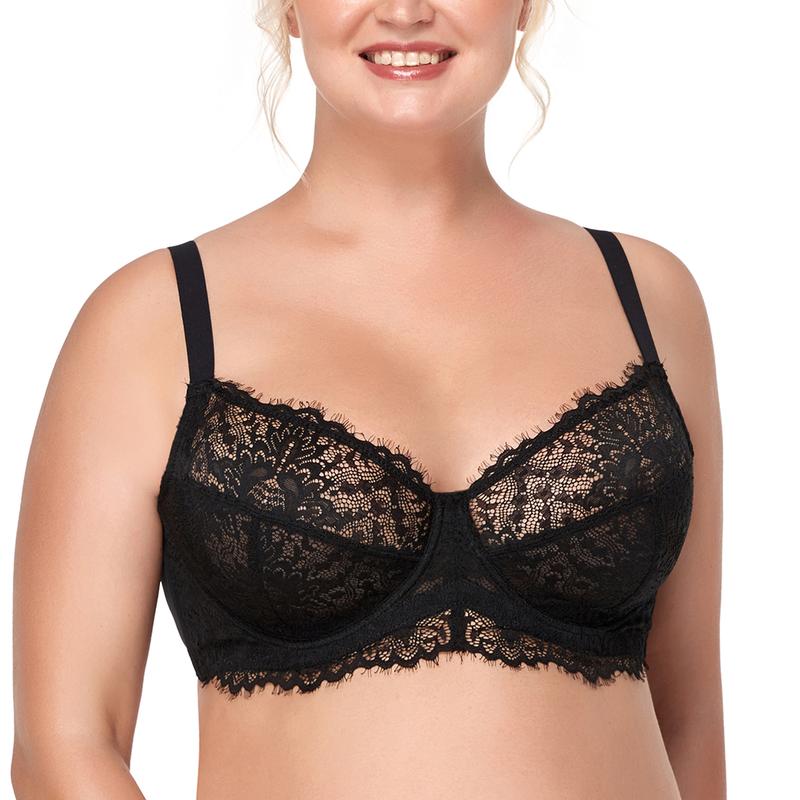 Live Only HSIA Sunflower Floral Lace Unlined Unpadded Breathable Comfort Women Plus Size Underwire Bra