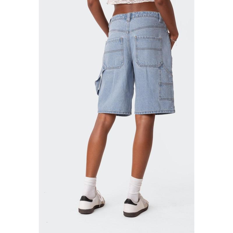 Low Rise Bermuda Denim Carpenter Shorts