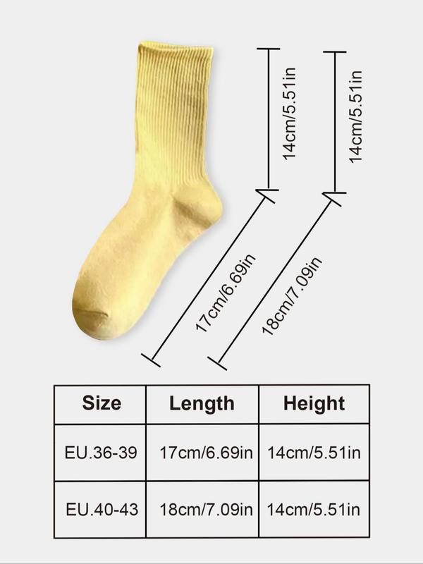 Random Women's Solid Crew Socks, Fashion Casual Cozy Socks for Daily Outdoor Wear,  Socks for Women, Comfy Breathable Socks for All Seasons