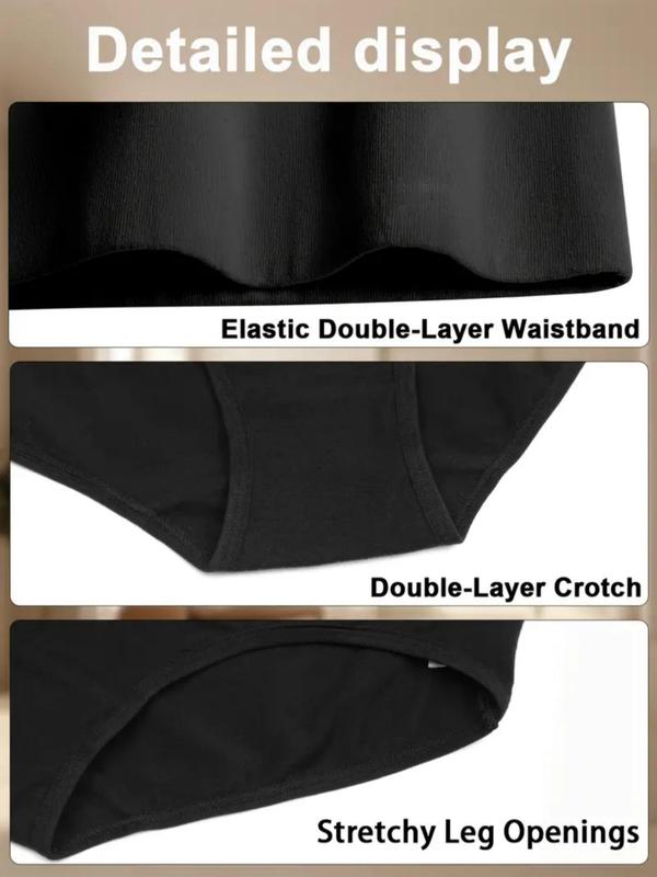 Women's Solid Double-layer Crotch  Brief, Breathable Comfortable Panty for Daily Wear, Women's Underwear for All Seasons