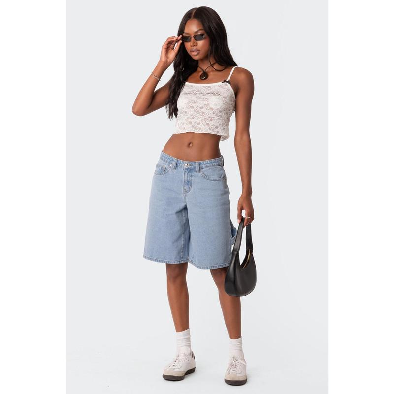 Low Rise Bermuda Denim Carpenter Shorts