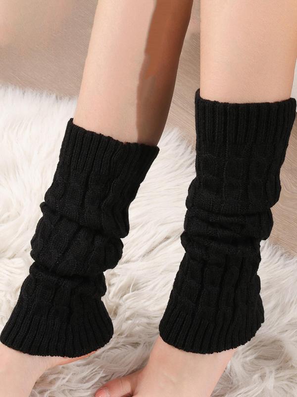 Women's Plain Textured Leg Warmers, Solid Comfy Leg Warmers, Casual Cozy Socks for Daily Wear