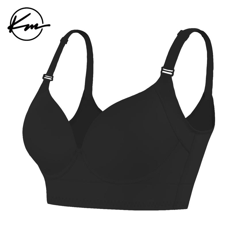 KatchMe Women's Basic Solid Adjustable Strap Soft Underwire Push-Up Bra,Deep V Detachable Wide Straps Underwire Bra,Breathable Womenswear (new)