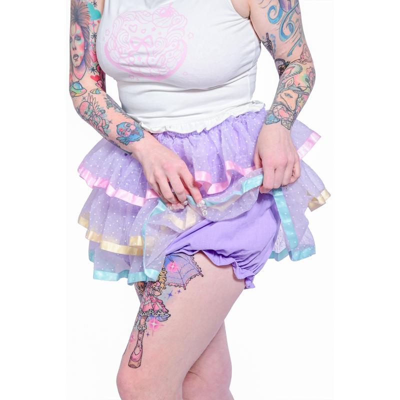 Ribbon Dot Ruffle Skort - Lavender