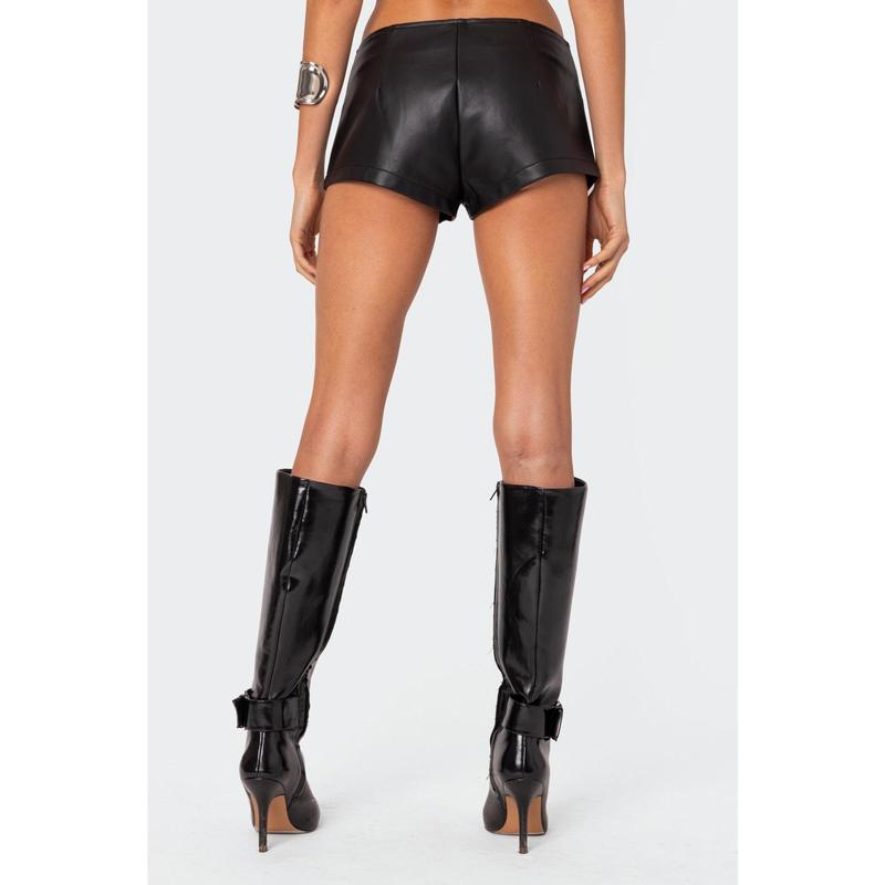 Zippy Faux Leather Micro Shorts