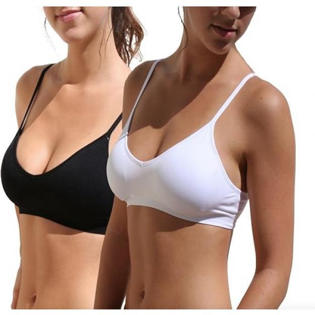 Women's Wireless Padded Bra Top Sexy Daily Basic Deep V-neck Bra