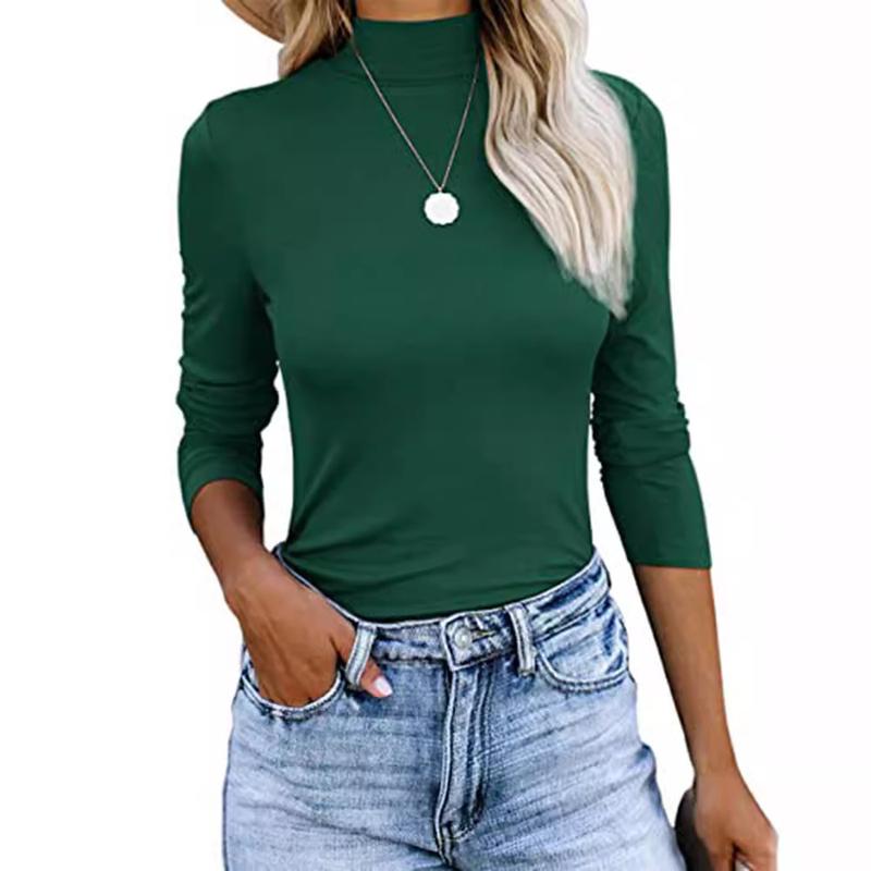 Fashion Queen Women's Autumn Turtleneck 2024 Long Sleeve Shirt Base Layered Slim Fit Soft Thermal Underwear Top Womenswear Comfort