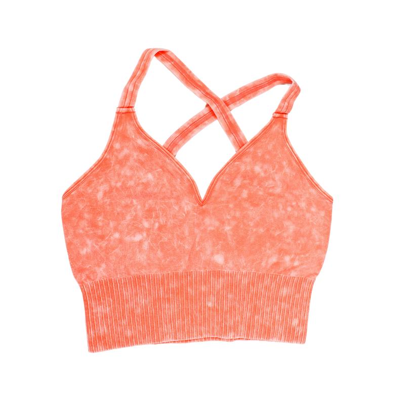 Washed Crisscross Strap Acid Wash Bralette