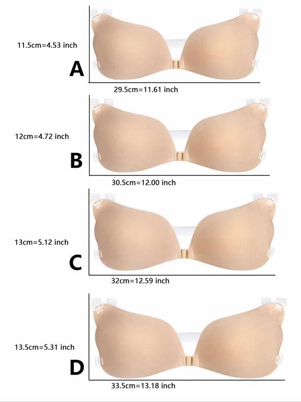 Women's Solid Color Wing Shape Strapless Push Up Bra, Breathable Invisible Bra, Women's Lingerie Accessories for Wedding Bridal Party