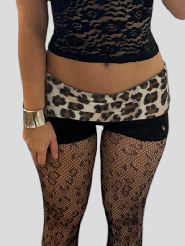 Women's Leopard Print Drop Waist Skinny Shorts, Casual Comfy Breathable Shorts for Summer, Ladies Bottoms for Daily Wear