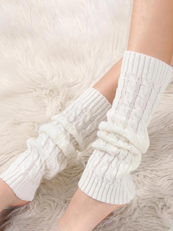 Women's Plain Textured Leg Warmers, Solid Comfy Leg Warmers, Casual Cozy Socks for Daily Wear