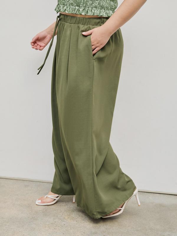 Cider [8 colors, Size 0-26] Elastic Waist Wide Leg Trousers