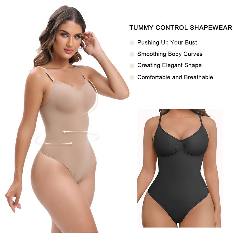 SHAPERX Seamless Bodysuit Tummy Control Shapewear Thong Style Women's Sculpting Snatched Body Suit Womenswear Tops Comfort Medium