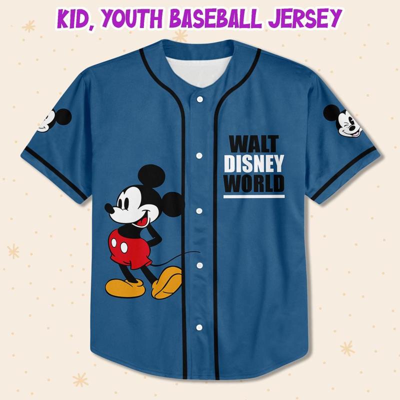 DISNEY MICKEY & CO. Personalize Walt Disney Navy Custom Youth Baseball Family Team Jersey Disney Cute Birthday Gift