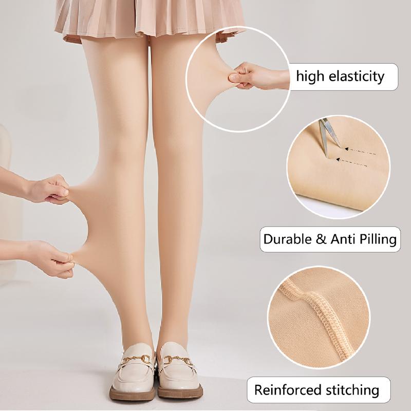 KISWON 2025 Newest Women Fake Transparent Tight Fleece Lined Thick High Waist Elasticity Thermal Pantyhose Warm leggings For Winter Womenswear Comfortable