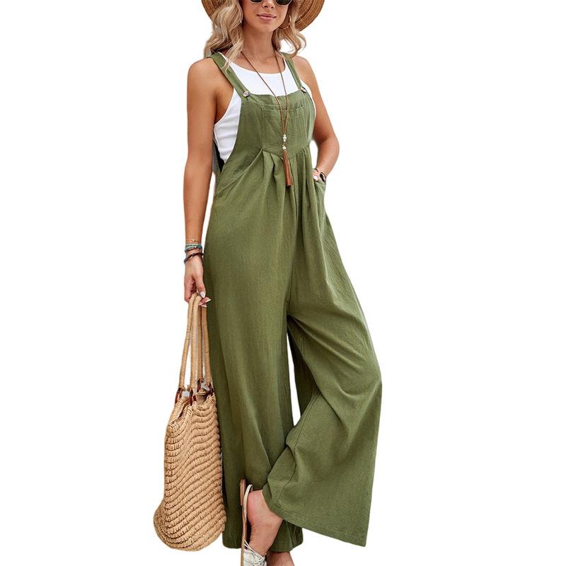 Women's Clothes Hot-Selling Solid Color Casual Suspender Trousers Womenswear Overalls