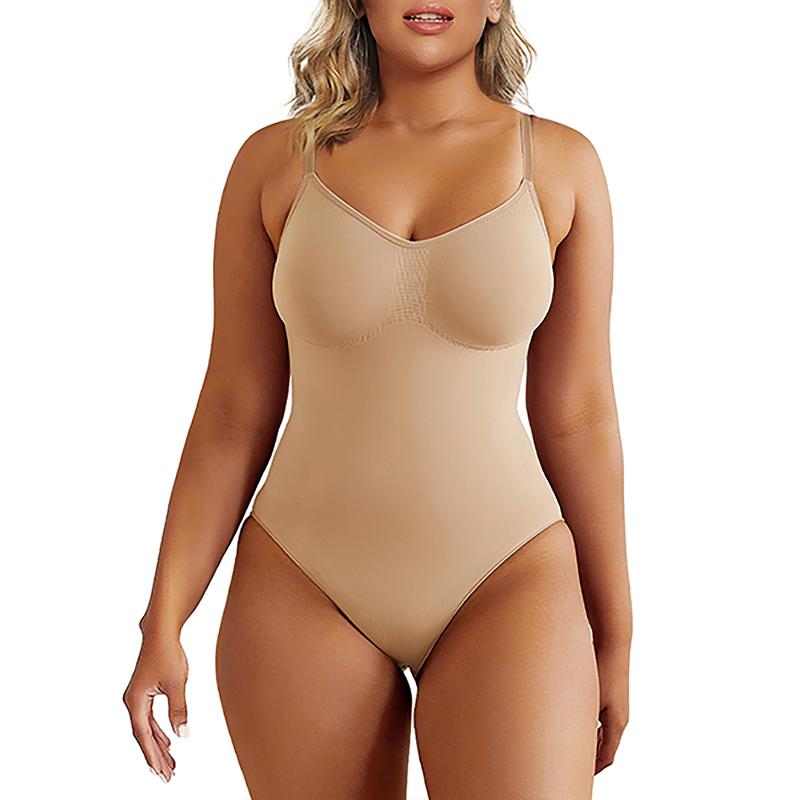 SHAPERX Seamless Bodysuit Tummy Control Shapewear Thong Style Women's Sculpting Snatched Body Suit Womenswear Tops Comfort Medium