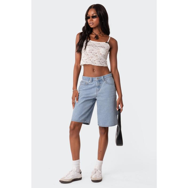 Low Rise Bermuda Denim Carpenter Shorts