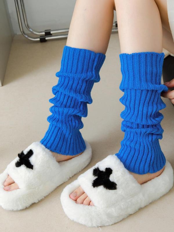 Women's Solid Leg Warmers, Fashionable Cozy Warm Socks for Fall & Winter, Women's Socks for Daily Wear