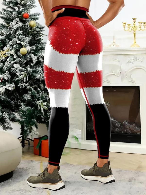 Women's Christmas Print High Waist Leggings, Casual Comfy Breathable Skinny Pants for Daily Wear, Ladies Bottoms for All Seasons