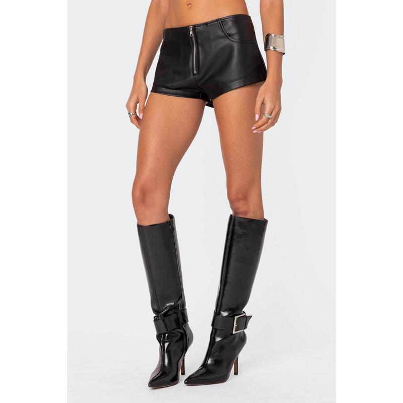 Zippy Faux Leather Micro Shorts