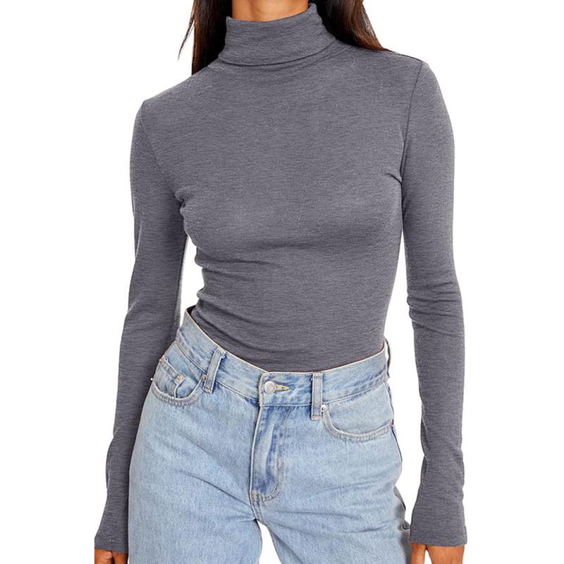 Fashion Queen Women's Autumn Turtleneck 2024 Long Sleeve Shirt Base Layered Slim Fit Soft Thermal Underwear Top Womenswear Comfort