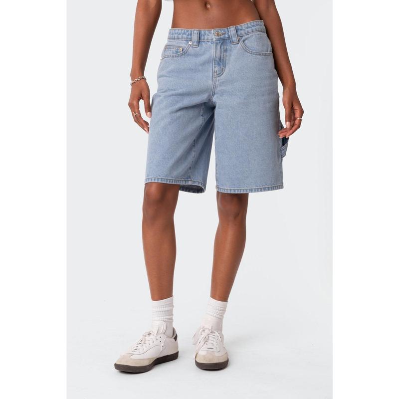 Low Rise Bermuda Denim Carpenter Shorts