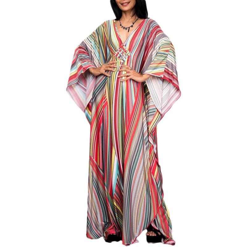 Bsubseach Women Ethnic Print Kaftan Dress ，All Over Print  Sleeve TunicDress, Boho Casual V Neck 3 4 Sleeve TunicDress for Women, Women's Plus  size Cover Up,Mrs. Roper Kaftan ，bubu，mumu，Casual Womenswear