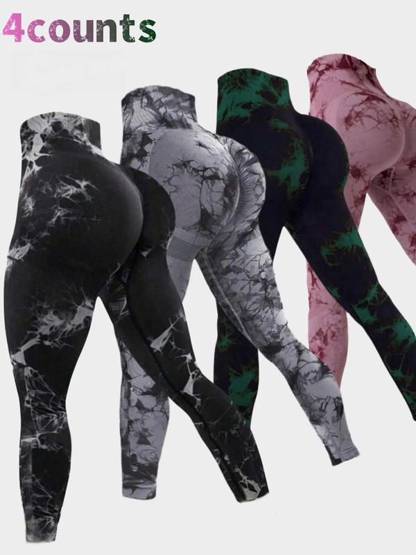 Women's Tie Dye Print Plain High Waist Leggings, Casual Comfy Breathable Skinny Pants for Daily Wear, Ladies Bottoms for All Seasons