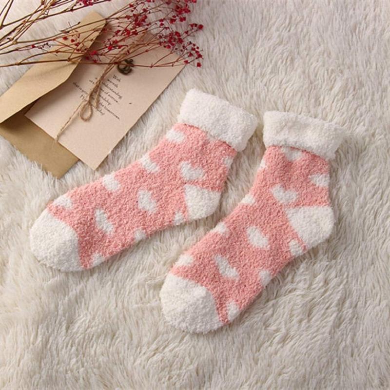 2 Pairs Fleece Slipper Socks Fuzzy Fluffy Thermal Sleeping Winter Socks Women Teen Girls