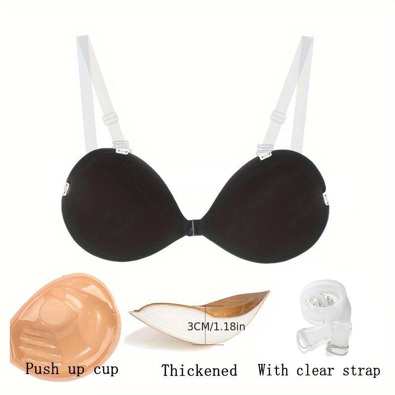 2 Pairs - Adhesive Invisible Sponge Bra, Reusable Push Up Seamless Breast Lift Bra, Women's Sticky Lingerie Inserts Sticky Bra for Plus Size With Removable Straps