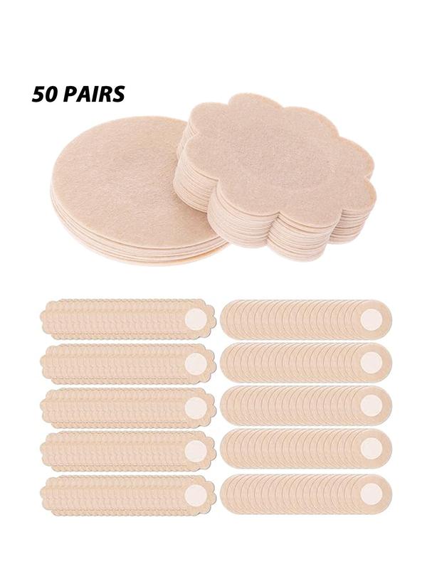 Solid Color Flower Round Shaped Disposable Nipple Cover, Casual Invisible Comfy Breathable Nipple Stickers, Women's Lingerie Accessories for Daily Use