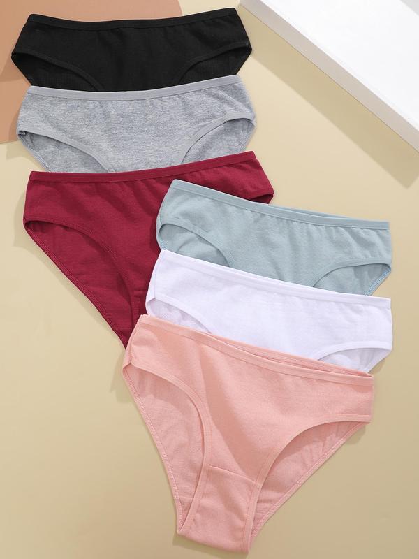 Women's Solid Color Panty, Korean Style Wear, Soft Comfortable Breathable Knicker for Daily Wear, Panties for Women, Women's Underwear for All Seasons, Korean Streetwear