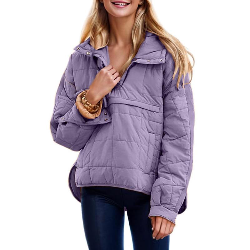 Molitree Women's Oversized Hooded Puffer Jacket Quilted Lightweight Winter Warm Pullover Padded Hoodies Coat zip hoodies jumper jacket